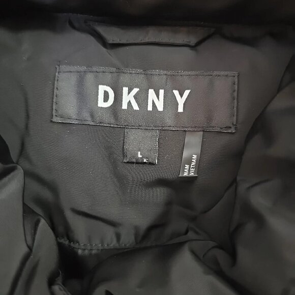 DNKY Women's Black Button-Down Puffer Vest Size Large - Picture 5 of 6